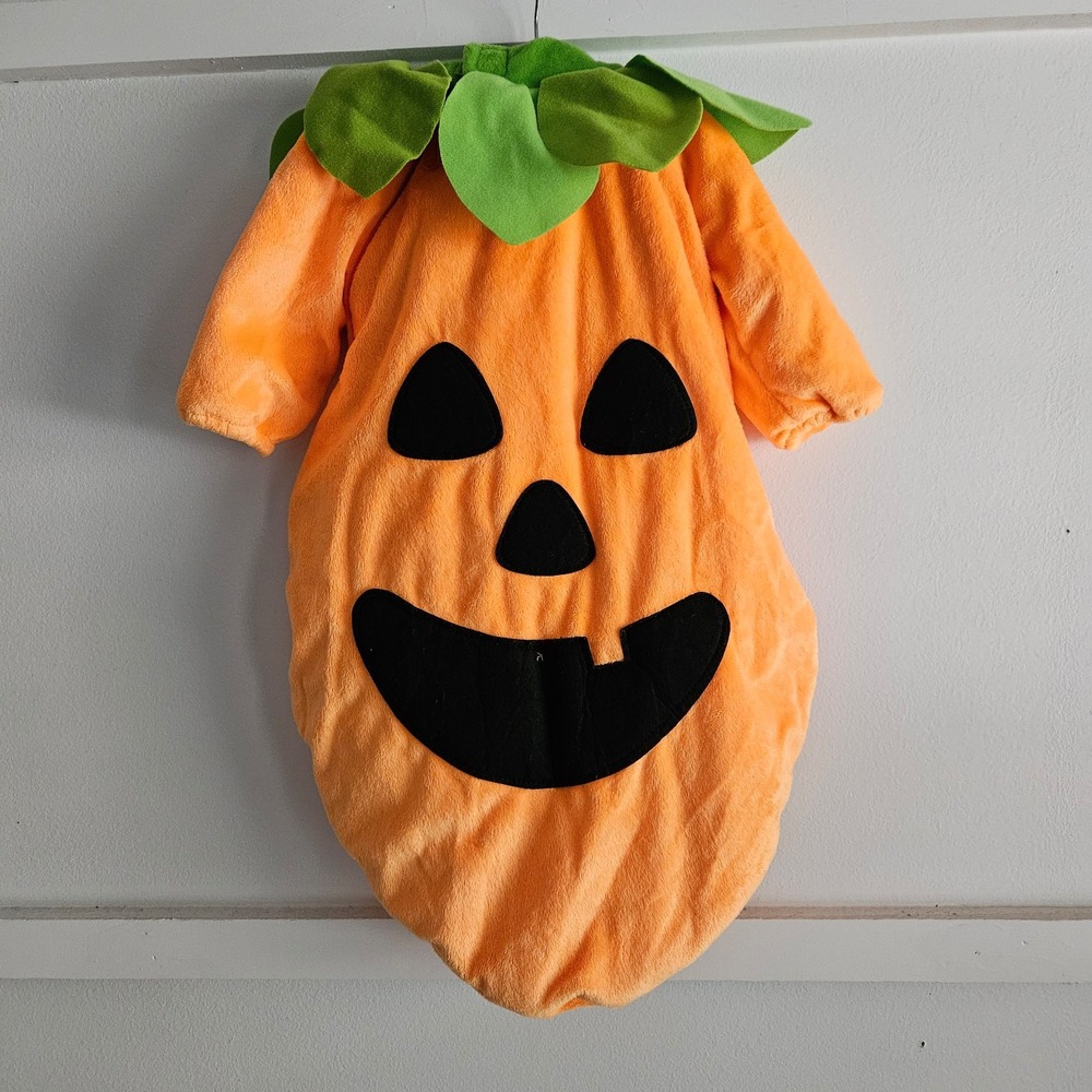 Target Infant Pumpkin One Piece Costume 0-6 Months Halloween Jack-O-Lantern